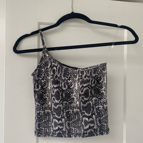 One shoulder cropped snake skin top wore once - Picture 1 of 1